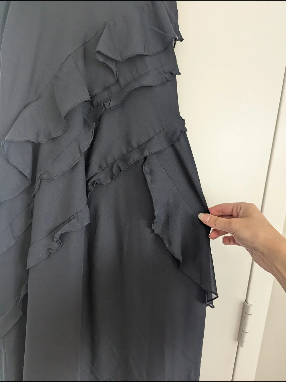 Abercrombie & Fitch Black Ruffle V-Neck Maxi Dress